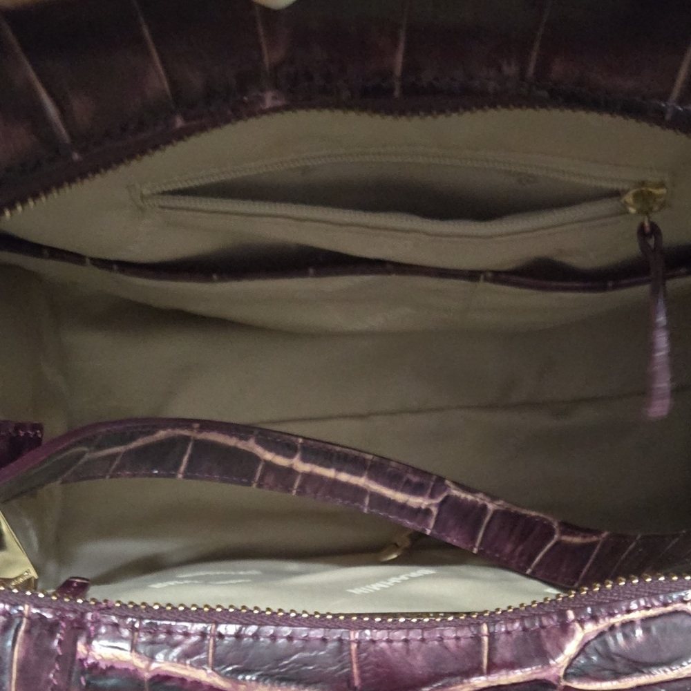 Brahmin Purple Croc Embossed Satchel Bag - Picture 5 of 5